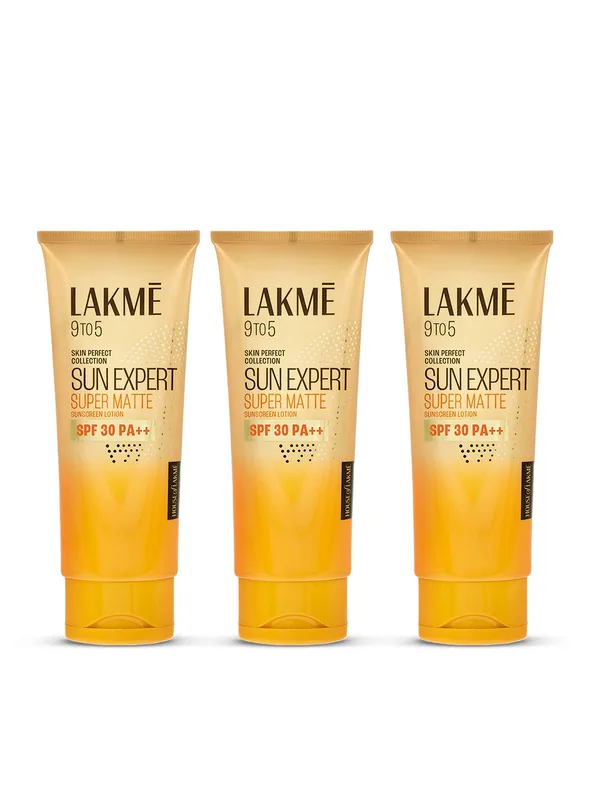 Lakme Set of 3 Matte Sunscreen SPF 30 PA++ Niacinamide UVA/B Protection - 50ml Each