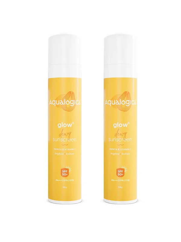 Aqualogica Set of 2 Glow+ Dewy SPF50 PA+++ Sunscreen with Blue Light Protection - 50g each