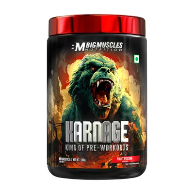 BIGMUSCLES NUTRITION Karnage Preworkout | For Pump, Focus, Energy, Strength & Endurance | 60 Servings Pre Workout