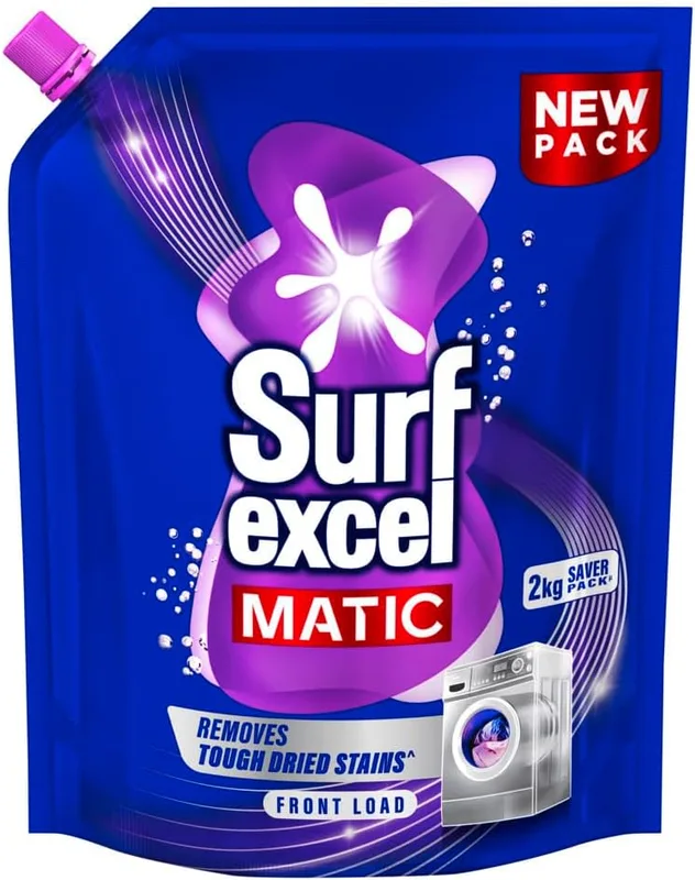 Surf Excel Matic Front Load Liquid Detergent 2kg Refill|| Specially designed to remove Tough Dried Stains, 1st time in Washing Machine