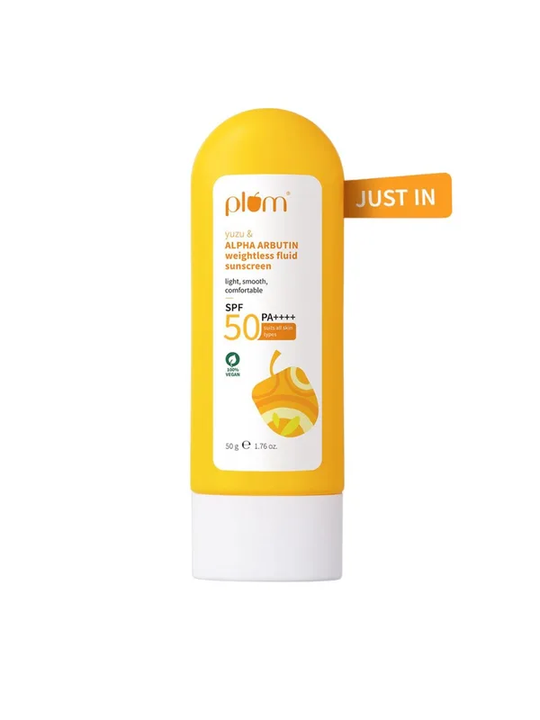 Plum Yuzu & Alpha Arbutin Weightless Fluid Sunscreen With SPF 50 PA++++- 50 g