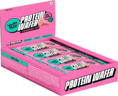 Yogabar 10g Protein Wafer Bars|Strawberry Pop|Goodness of Millets|0% Maida|10 Protein Wafer