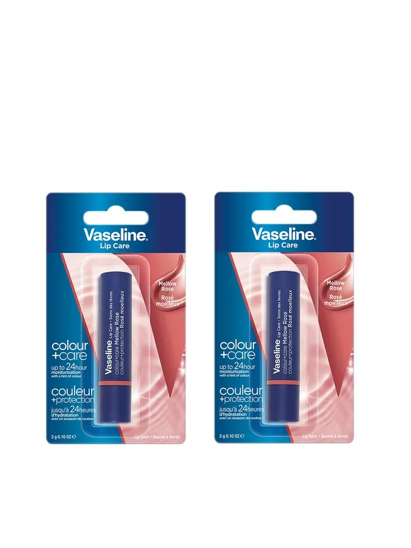 Vaseline Set of 2 Colour+Care Tinted Lip Balm Stick with Shea Butter 3g Each - Mellow Rose