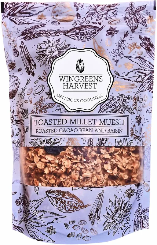 Wingreens Harvest Toasted Millet Muesli, Roasted Cacao Bean & Raisin, 250 g