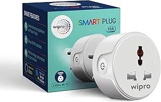 Wipro 10A smart plug with Energy monitoring- Suitable for small appliances like TVs, Electric Kettle, Mobile and Laptop Chargers (Works with Alexa and Google Assistant)