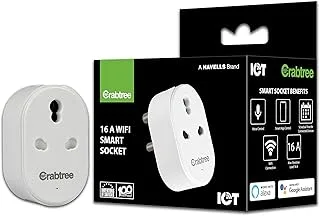 Havells 16 A Wi-Fi Smart Plug (White) with Voice Control & Energy Monitoring — Suitable for Large Appliances like Geysers, Heaters, OFRs, and Air Conditioners (Works with Alexa and Google Assistant)