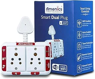 Smart Plug 6amp Dual Node - Up to 500W per Plug, Compact & Hub-Free, App Controlled, Compatible with Alexa & Google Home - Voice Enabled Smart Home Socket (White)