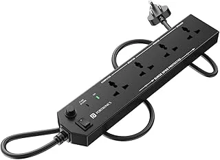 Portronics Power Plate 10 Extension Board with 4 Universal Sockets, 2 Meter Long Cord, 1500 Watts, 6 Amp Multi Plug for Office & Home Appliances (Black)