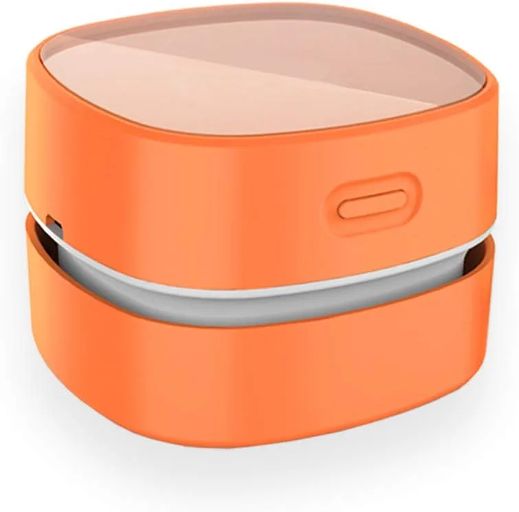 ODISTAR Desktop Vacuum cleaner, Mini Table dust Sweeper Energy Saving, High Endurance up to 400 mins, Cordless and 360 Rotatable Design for Cleaning Hairs, Crumbs, Computer Keyboard (Orange)