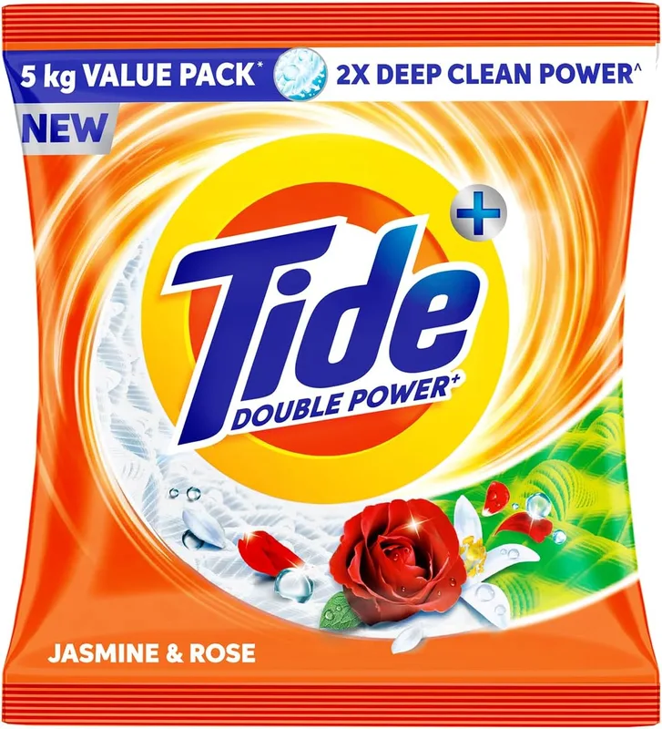 Tide Plus Detergent Washing Powder - 5kg Value Pack | Jasmine & Rose Fragrance | 2X Deep Clean Power | World's No. 1 Detergent Brand