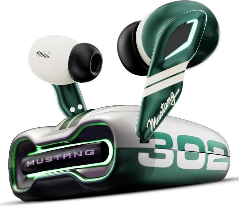 GOBOULT Mustang Torq Wireless in Ear Earbuds with 60H Playtime, App Support, Quad Mic ENC, 45ms Low Latency, 13mm Driver, Breathing LEDs, Made in India Ear Buds Wireless (Green)