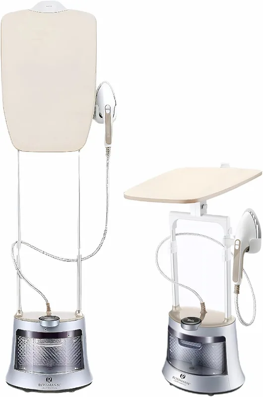 Rossmann Garment Steamer | 2400 Watts Ultra High Pressure Steam | Auto Steam Start/Stop | Large Moveable Board | 7 Level Digital Control | Large 2 Liter Tank | Horizontal & Vertical Use (Gold)