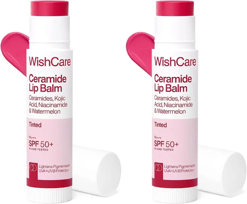 WishCare Tinted Lip Balm with SPF 50 PA+++ | Brightening Lip Balm for Dark Lips | Kojic Acid & Niacinamide | For Women | 5g (Pack of 2)