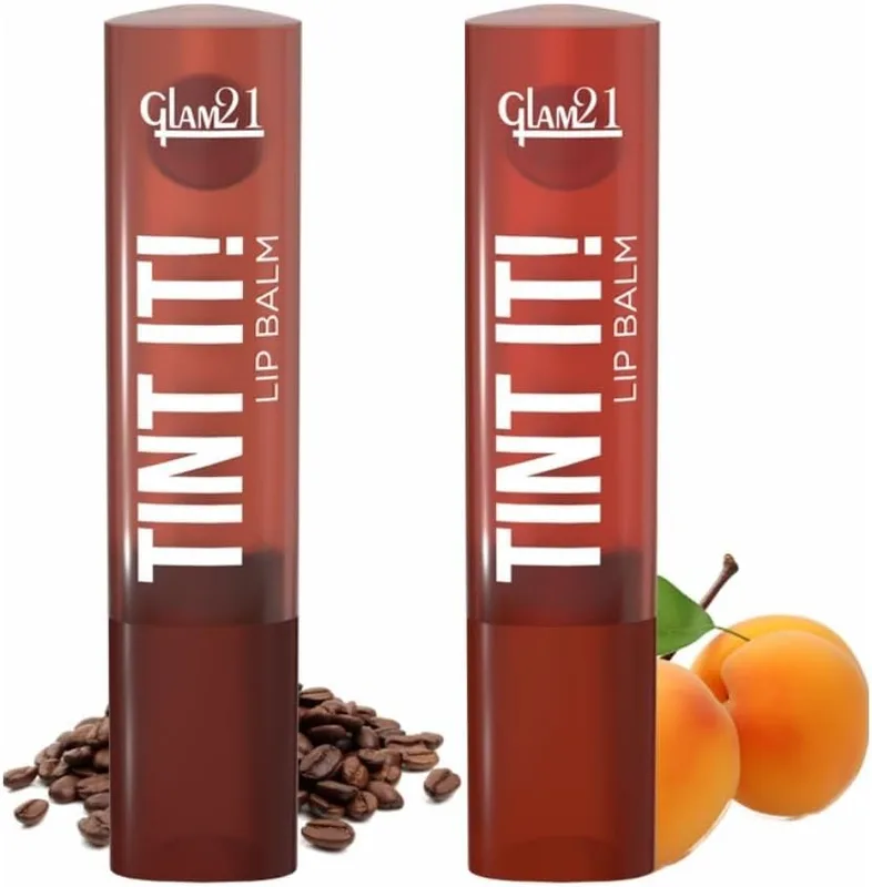 Glam21 Tint it! Lip Balm | Everyday Hydration & Moisturized Lips with Vitamin-E, Shea Butter, Avocado Oil, SPF15 |Lip Care For Dry & Chapped Lip | 3.5gm Each | Combo Pack Of 2 (Coffee Beans & Apricot)