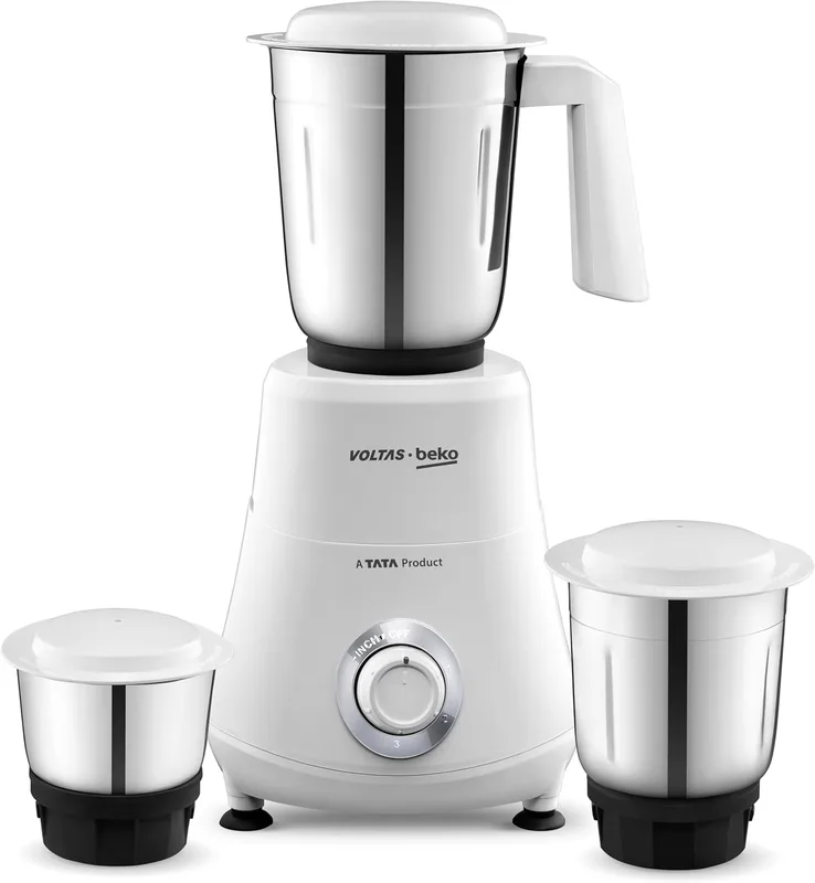 Voltas Beko, A Tata Product Powerfull 500 W Mixer Grinder with GrindX Technology (G5003HP-WH | 3 Jars | White)