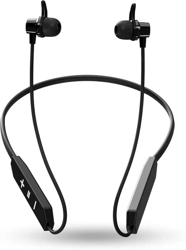 OOGE Tune 22 Neckband Bluetooth Earphones (Black) with 80H Playtime, AI ENC for Calls, Type-C Fast Charging, Bluetooth v5.4, IPX3 Water Resistance, Metallic Buttons, Sleek Design, 3000H Standby