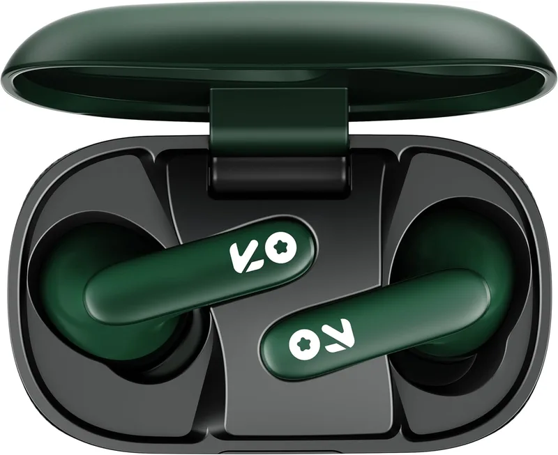 GOBOULT Z20 Made in India Bluetooth Ear Buds Wireless 51H Playtime, Clear Calling ENC Mic, Low Latency Gaming, 10mm Drivers Earbuds Buds Bluetooth Wireless Earphones (Pine Green)