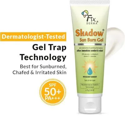 Fixderma Sunscreen - SPF 0 Shadow Sun Burn Gel Sunscreen with 20% AloeVera Gel & Vitamin E for Face & Body