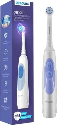 ORACURA OB100 Oscillating Battery Operated Electric Toothbrush | 6000 Strokes/Min Electric Toothbrush