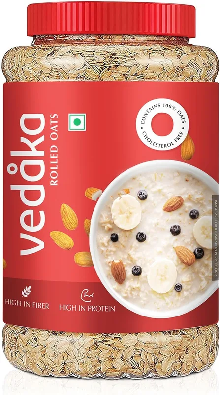 Amazon Brand - Vedaka Rolled Oats | 1.2 Kg Jar | Contains 100% Oats | High in Protein
