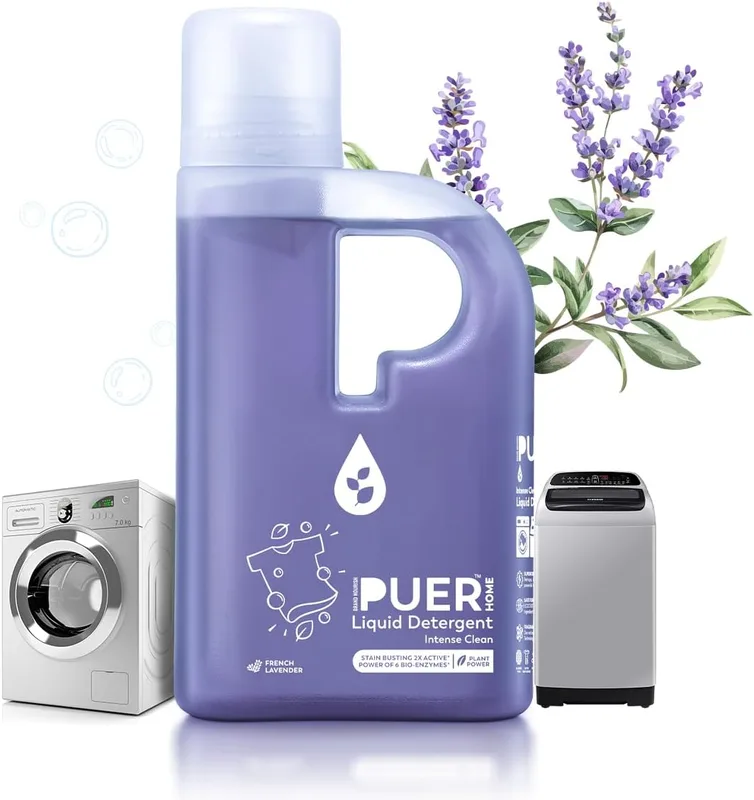 PUER Liquid Detergent Intense Clean French Lavender 500ml for Front & Top Load Washing Machine | Plant Based & Eco Friendly | Tough Stain Removal, Color Safe & Bleach Free