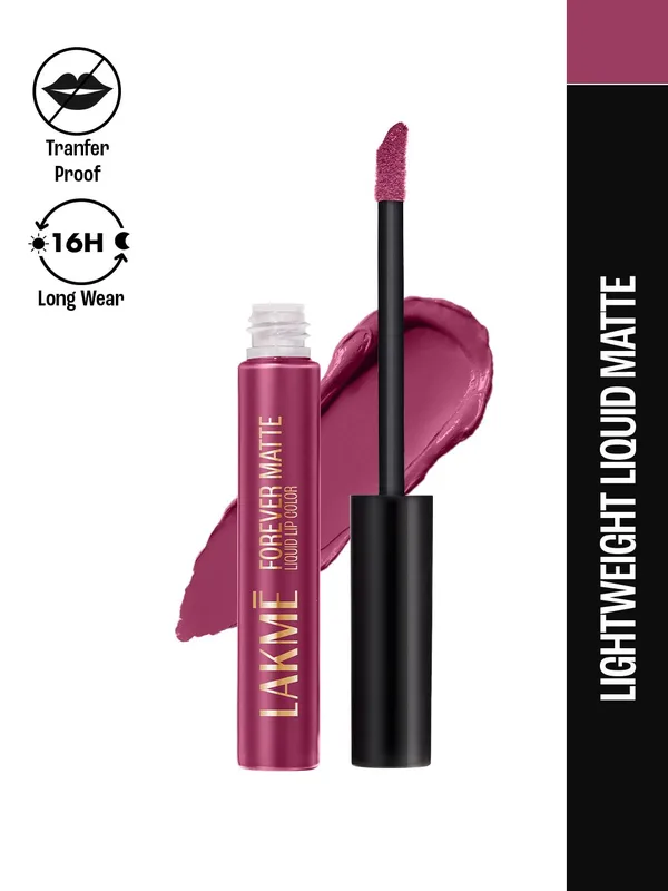 Lakme Forever Matte Lightweight & Transferproof 16Hr Liquid Lipstick 5.6ml - Fuschia Chic