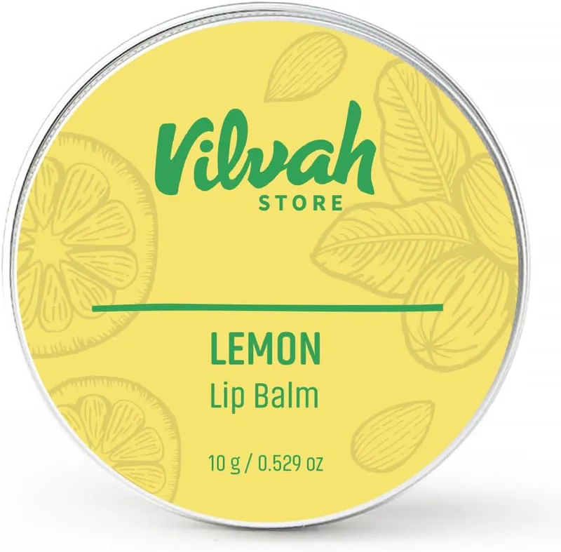 Vilvah Lemon Lip Balm | Reduces Lip Pigmentation & Heals Dry, Damaged Lips | Moisture Lock & Barrier Protection Formula | With Lemon Essential Oil, Shea Butter & Avocado Oil | Travel-Friendly | 10g