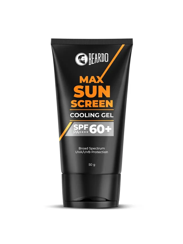 BEARDO Max SPF60+ PA++++ Cooling Gel Sunscreen with Menthol & Vitamin E - 50 g