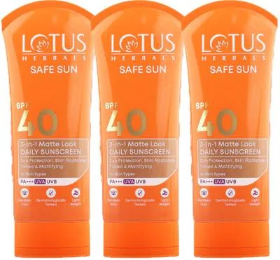 LOTUS HERBALS Sunscreen - SPF 50 SPF40(75g*3)3in1 Matte look daily cream