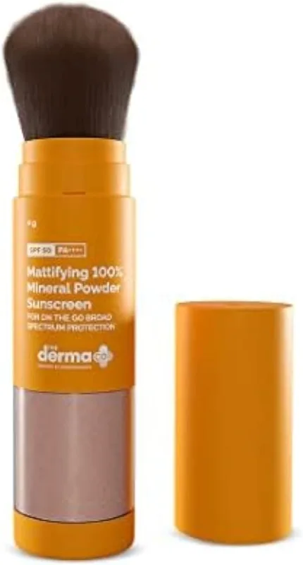 The Derma Co Mattifying 100% Mineral Matte Powder Sunscreen With Spf 50 & PA++++ | For On The Go Broad Spectrum Protection | For All Skin Types | 4 g, Beige