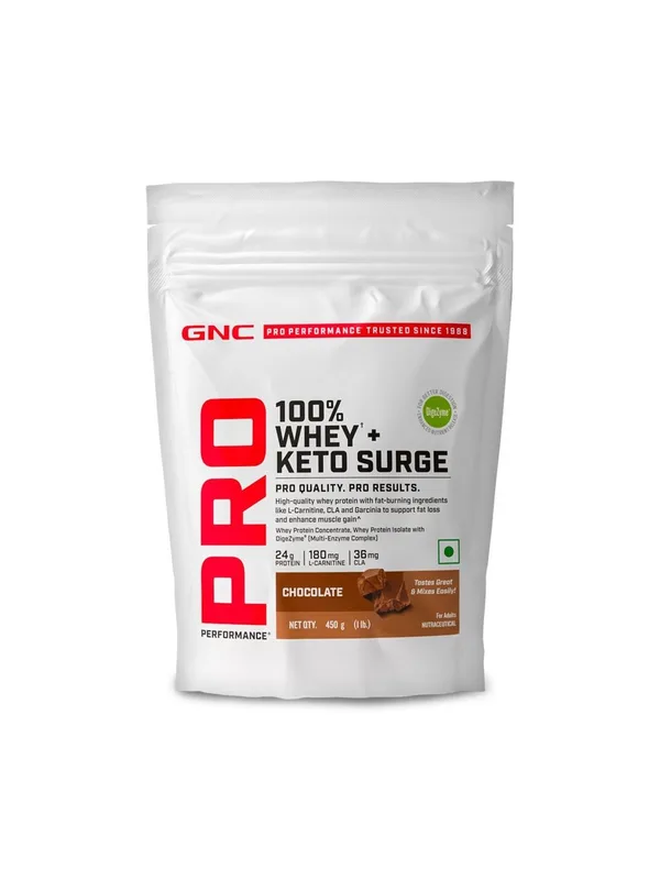 GNC 100% Whey + Keto Surge - Chocolate Flavor - 1lbs