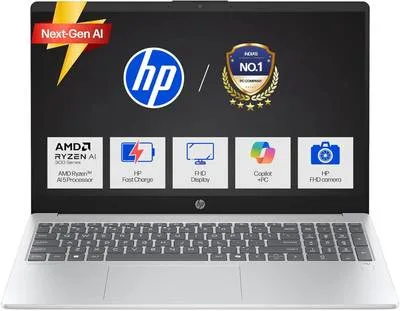 HP Omnibook 3 with Backlit Keyboard AMD Ryzen AI 5 Quad Core - (24 GB/1 TB SSD/Windows 11 Home) 15-fn0074AU Thin and Light Laptop