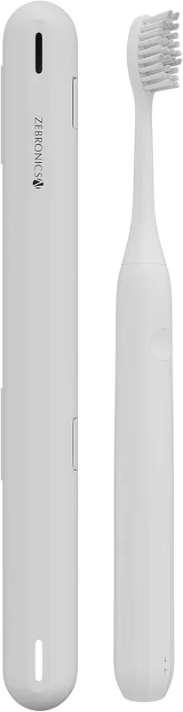 Zebronics Dent L20 Rechargeable Electric Toothbrush, Sonic Technology 30000 VPM, 3 Cleaning Modes, IPX7 Waterproof, Upto 40 Days Battery Backup, Type-C, Travel Case, 2 Extra Brush Heads (White)