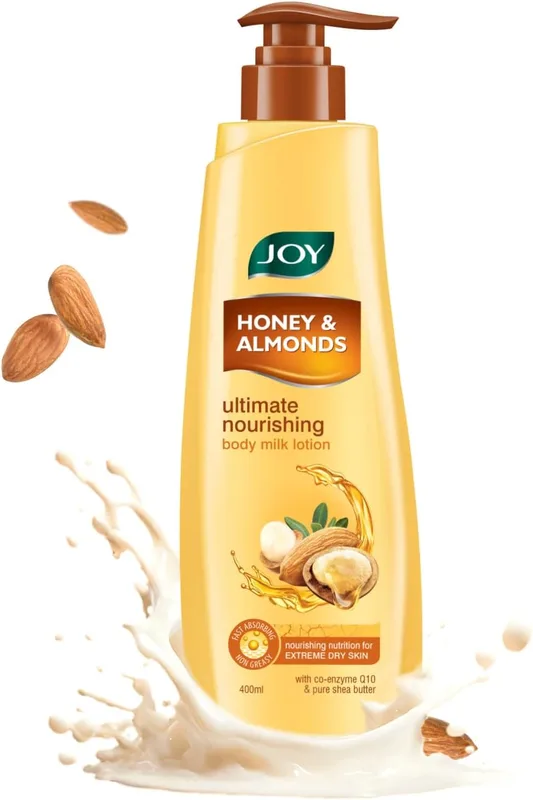 Joy Honey & Almonds Ultimate Nourishing Body Milk Lotion (400ml) | With Shea Butter & Vitamin E | Long Lasting Moisture | Prevents Dryness & Provides Intense Moisturization for Dry Skin