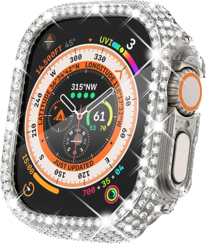 OBOE Bumper Case Compatible with Apple Watch Ultra iWatch Ultra 49mm Bling Diamond Bumper Cover (Clear)