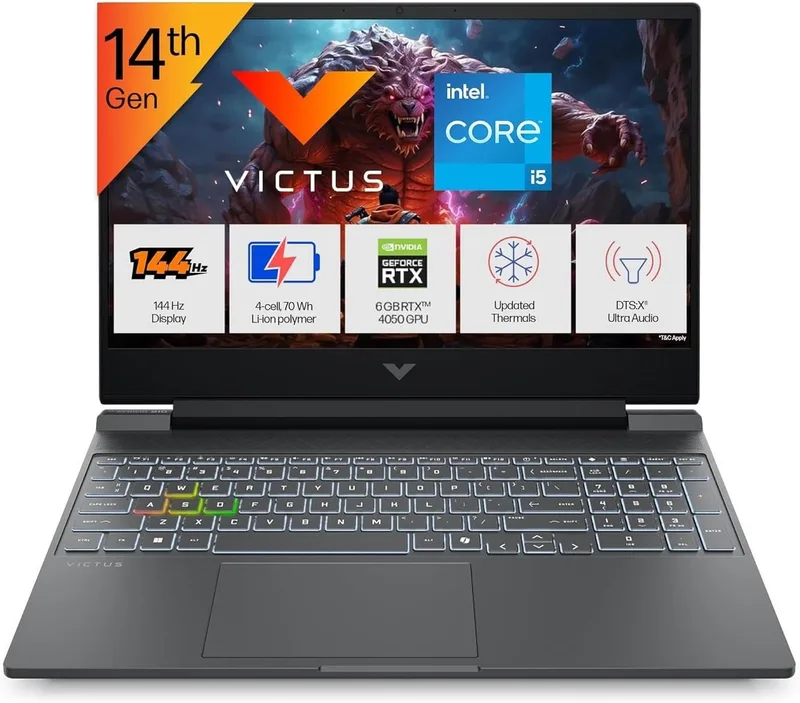 HP Victus, Intel Core i5-14500HX 14th Gen, 6GB RTX 4050, 24GB DDR5(Upgradeable) 512GB SSD, FHD, 144Hz, 300 nits, 15.6''/39.6cm, Win11, M365* Office24, Mica Silver, 2.29kg, fa2539TX, RGB Gaming Laptop