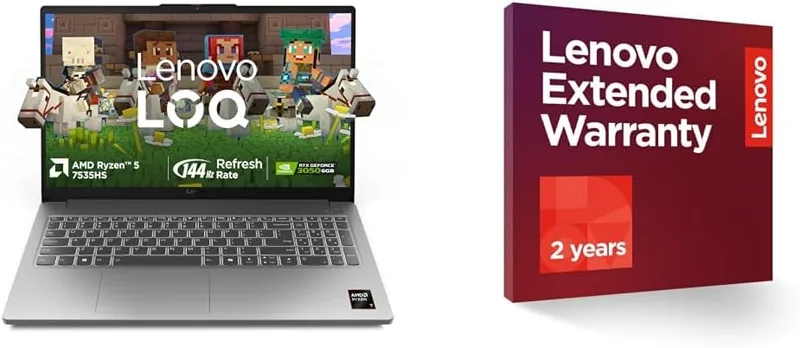 Lenovo LOQ Essential AMD Ryzen 5 7535HS | NVIDIA RTX 3050 6GB (16GB RAM/512GB SSD/144Hz Refresh Rate/15.6" (39.6cm)/Windows 11 2 Year Onsite Warranty + Accidental Damage Protection