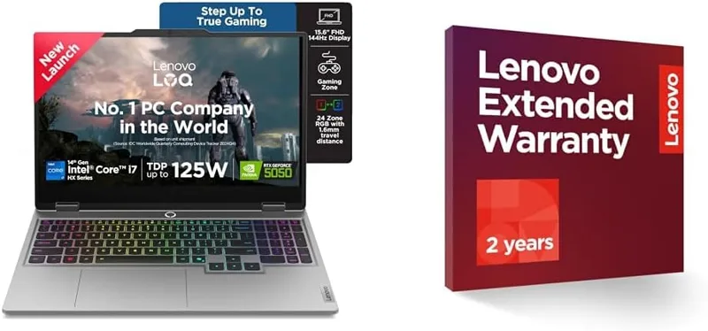 Lenovo LOQ 2025 Intel Core i7-14700HX| NVIDIA RTX 5050 8GB (16GB RAM/1TB SSD/144Hz Refresh Rate/440 AI TOPS/15.6" (39.6cm)/Wind 2 Year Onsite Warranty + Accidental Damage Protection
