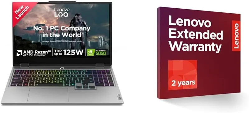 Lenovo LOQ 2025 AMD Ryzen 7 250| NVIDIA RTX 5050 8GB (16GB RAM/1TB SSD/144Hz Refresh Rate/440 AI TOPS/15.6" (39.6cm)/Windows 11 2 Year Onsite Warranty + Accidental Damage Protection