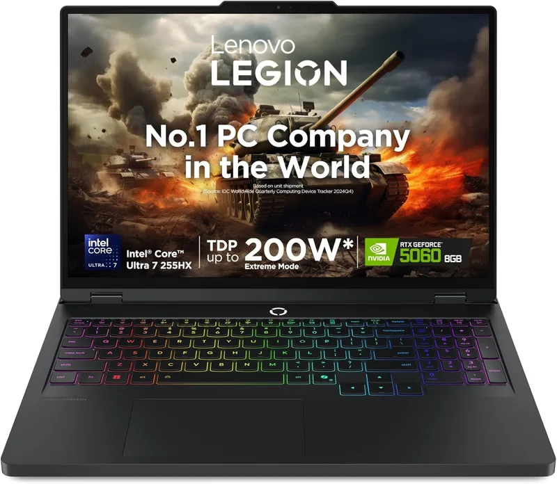 Lenovo Legion Pro 5 2025, Intel Core Ultra 7 255HX, RTX 5060-8GB, 32GB RAM, 1TB SSD, WQXGA OLED, 16"/40.6cm, 165Hz, Windows 11, 2 Year Onsite Warranty + Accidental Damage Protection