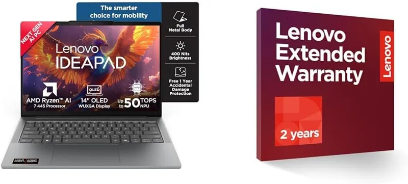 Lenovo IdeaPad Slim 5 AMD Ryzen AI 7 445 (16GB RAM/512GB SSD/16 (40.6cm)/WUXGA OLED/Copilot+ PC/Windows 11/MSO 365 Basic+Office 2 Year Onsite Warranty + Accidental Damage Protection