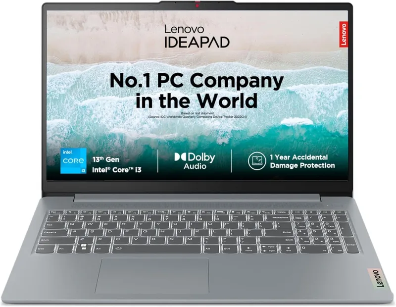 Lenovo IdeaPad Slim 3, Intel Core i3 13th Gen 1315U, 8GB RAM, 512GB SSD, FHD 15.6"(39.6cm), Windows 11, Office 2024, Grey, 1.6Kg, 82X700G5IN, 1Yr ADP Free, 3 Month Game Pass Laptop