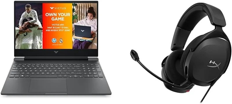 HP Victus Gaming Laptop (i5-13420H/RTX 2050/16GB, 512GB SSD) fb2703tx + HyperX Cloud Stinger 2 PC Gaming Wired Over-Ear Headset with Mic