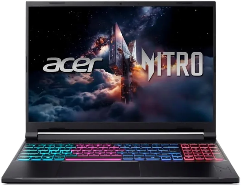 acer Nitro V 16S AI, AMD Ryzen 7 260 Octa-core Processor, RTX 5060-8 GB GDDR7, 16 GB/1 TB,WUXGA IPS, 16.0"/40.64 cm, 180 Hz, Win 11 Home, Obsidian Black, 2.1 kg, ANV16S-41, RGB KB, Gaming Laptop