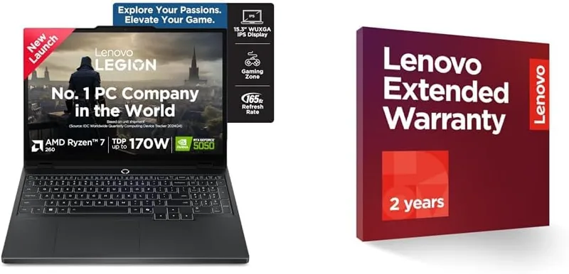 Lenovo Legion 5 2025 AMD Ryzen 7 260 | NVIDIA RTX 5050 8GB (16GB RAM/1TB SSD/WUXGA IPS/165Hz/15(39.6cm)/Windows 11/Office 2024 2 Year Onsite Warranty + Accidental Damage Protection