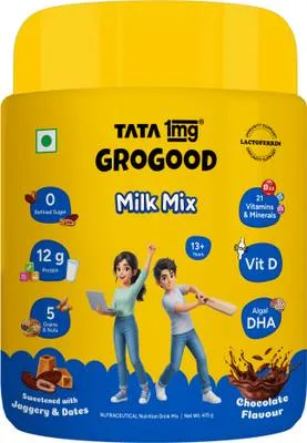 TATA 1mg GroGood Kids Milk Mix (13+ Yrs) Kids Protein Powder,9g Protein,No Refined Sugar