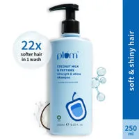 Plum Peptides Shampoo with Coconut Milk for Dry & Rough Hair 22x softer hair in 1 wash