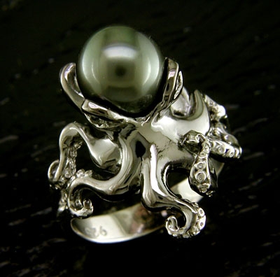 Just Like Real Life Sea inspired silver ring 'Octopus' - famaraspirit