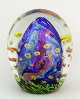 Hanson Art Glass - Paperweight: Cobalt Dichroic with Murrini