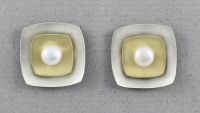 Mar of Santa Barbara: Sterling Silver & Nu-Gold Post Earrings - EM169